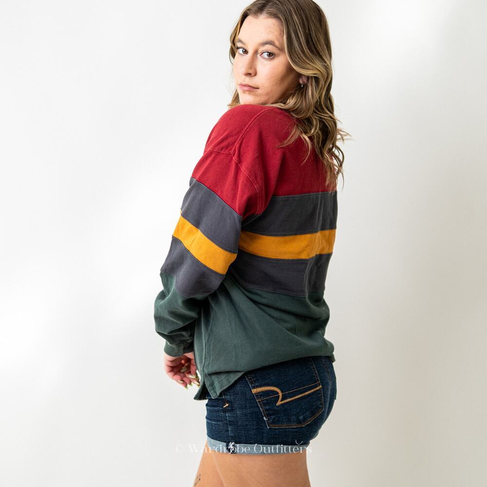 Vintage 90s Rugby Striped Sweatshirt - Picture 4 of 9
